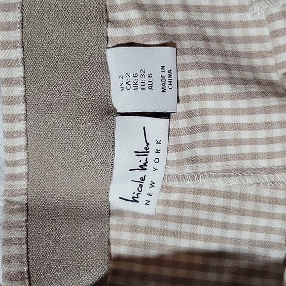 Nicole Miller New York Beige White Checkered Slim Fit Ankle Pants Size 2 Mint Co - Picture 2 of 7